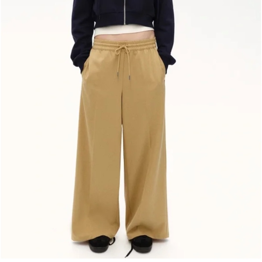 Divided by H&M khaki/ gold color drawstring pull on wide leg pants